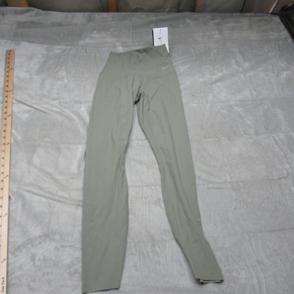 Nike Zenvy Leggings Womens XS Green‎ Dri Fit Rib High Rise 7/8 Training $110 NEW